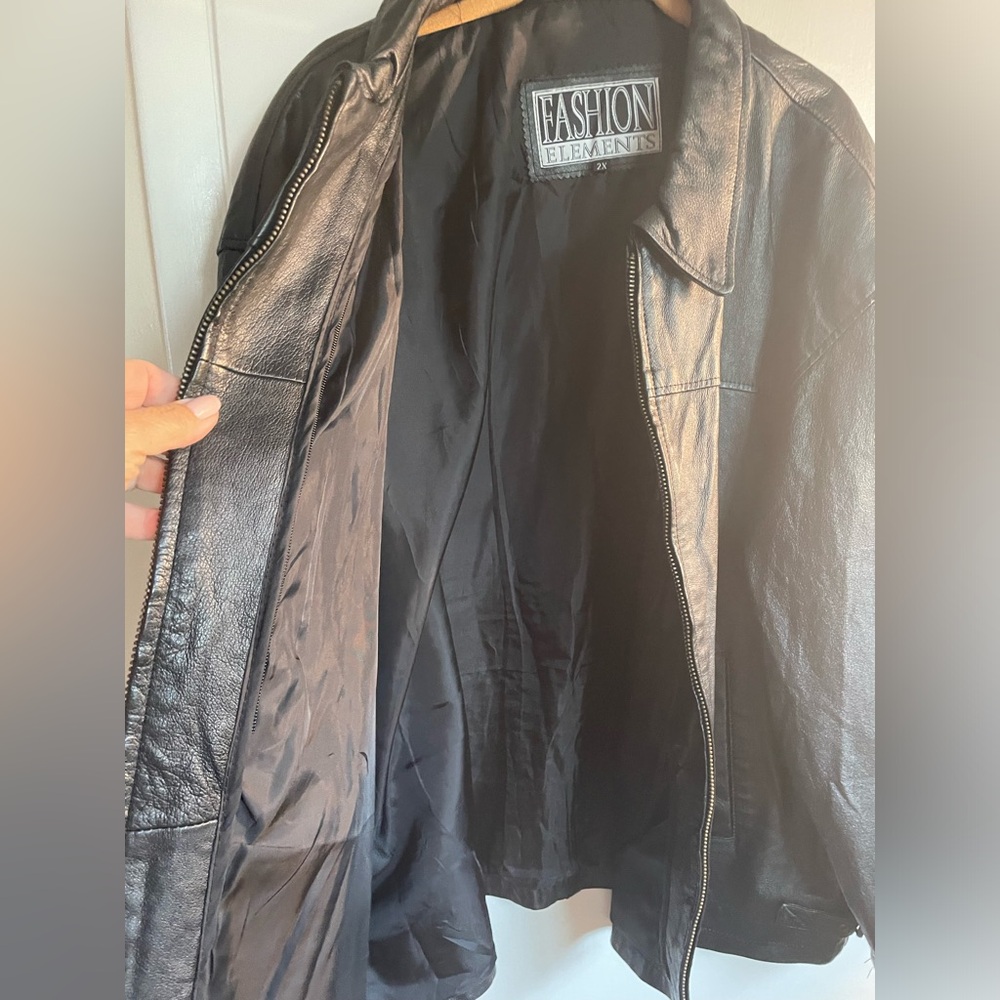 Fashion Element Black Leather Jacket very good condition size 2X - Picture 5 of 11